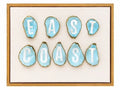 East Coast - Handmade Oyster Shell Art - Sea Glass Blue with Gilded Edges on Stretched Canvas