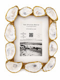 Golden Tide Frame- 5x7 Handmade Wooden Frame with Gilded Edge Pearlescent Oyster Shells